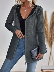 Stylish Casual Women's Gray Hooded Cardigan - veyora