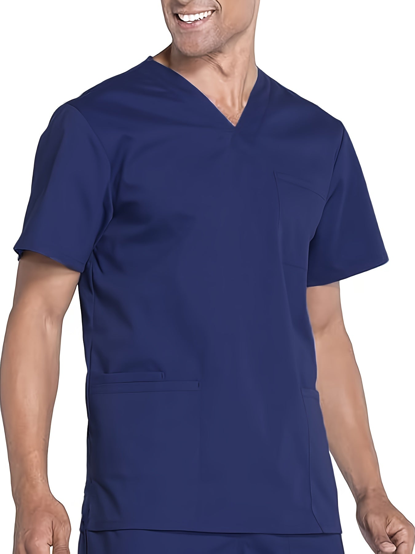Men'S Summer V - Neck Practical Work Top with Multiple Pockets - veyora