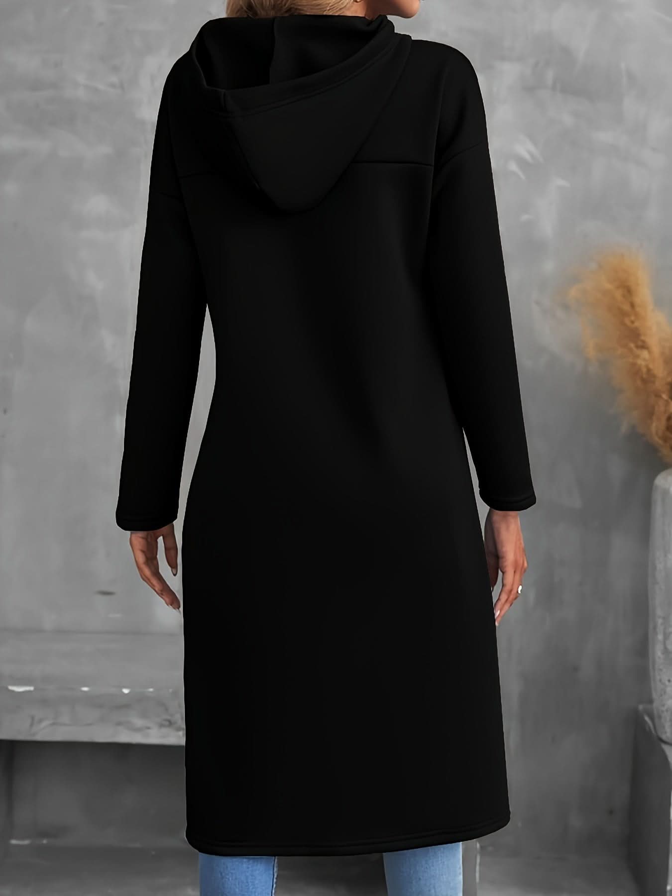 Directional Pocket Long - Sleeve Mid - Length Hooded Sweatshirt - veyora