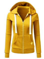 Women'S 2025 New Waist - Cinching Zipper Hooded Sweatshirt - Slim Fit Full - Zip Cycling Sport Style Cardigan, Full - Length Zipper Front, Warm Winter Pullover for Gym, Casual & Outdoor Activities, Adjustable Waist, Solid Color Athletic Sweater (No Belt Requir - veyora