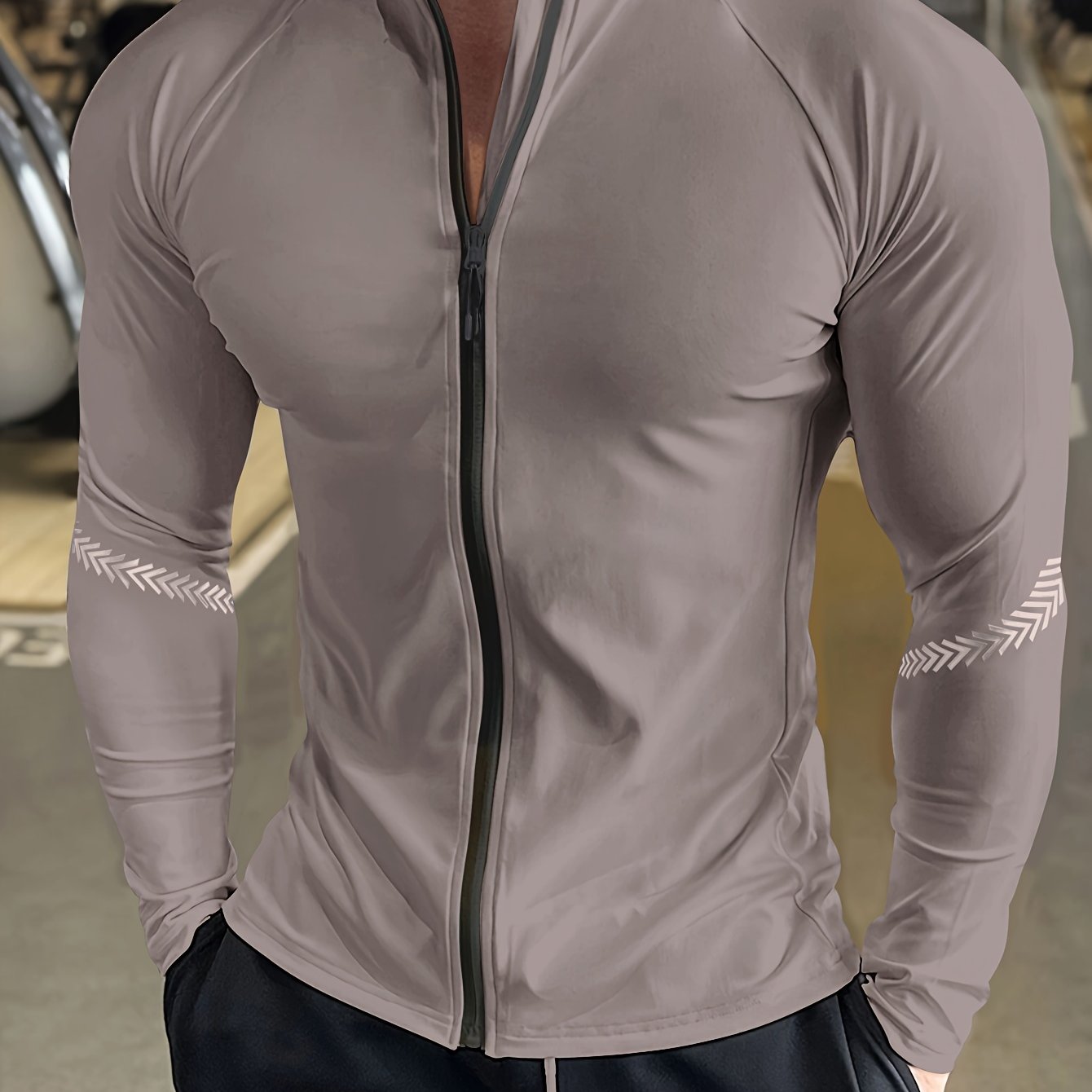 Men's Quick Dry And Lightweight Stand Collar Zip Up Long Sleeve Jacket In Solid Color, Sun Protection Jacket Suitable For Basketball, Cycling, Hiking Wear And Outdoors Activities - veyora