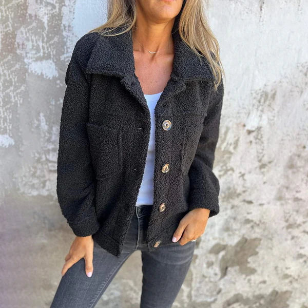 Stylish Short Wool Jacket with Lapels
