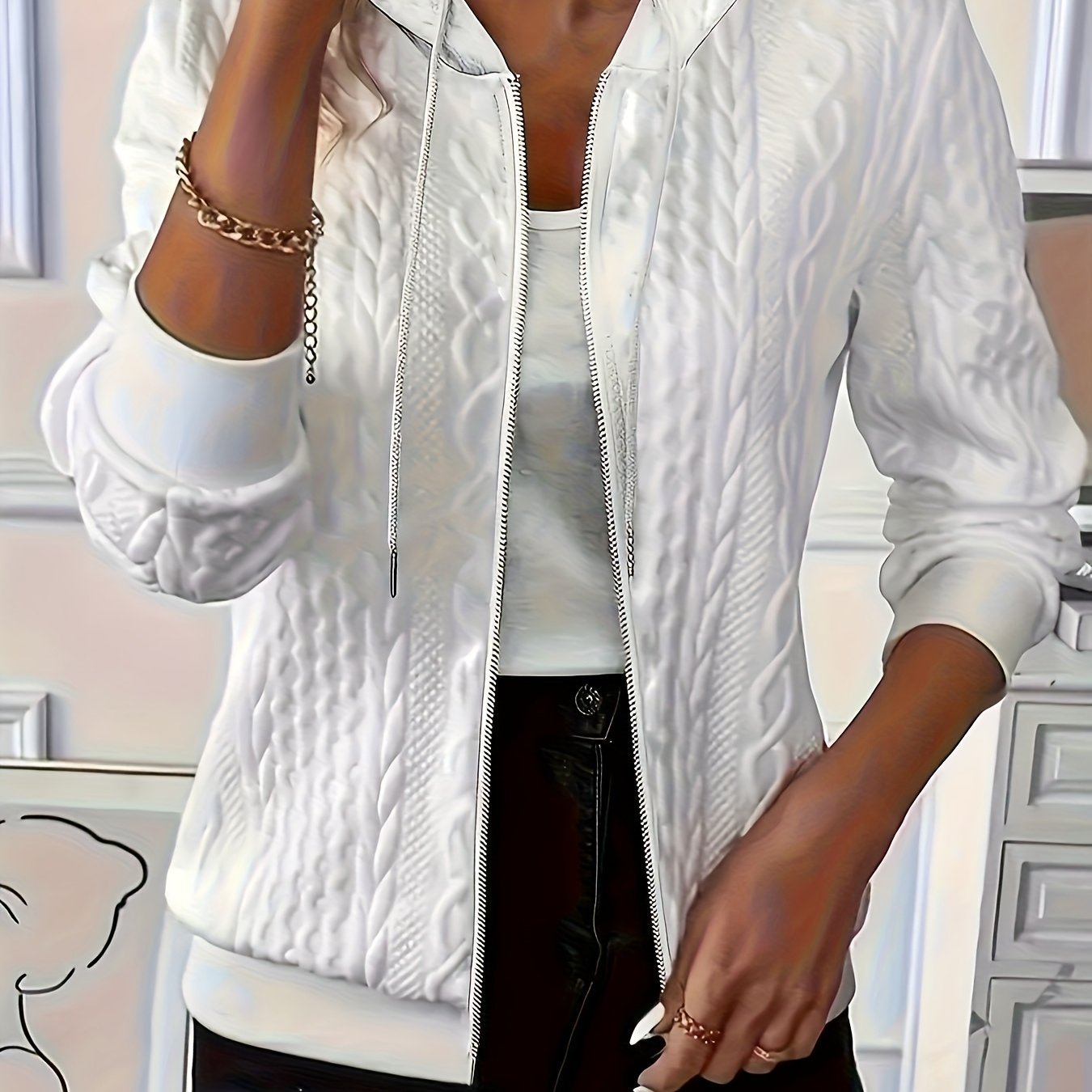 European and American Women's Fashion Zip - Up Top with Unique and Stylish Design - veyora