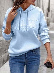 Women'S Casual Loose - Fitting Hoodie with 3D Letter Print, Perfect for Graduation, Back - To - Outfits, And Female Teacher Attire for The Autumn Season - veyora
