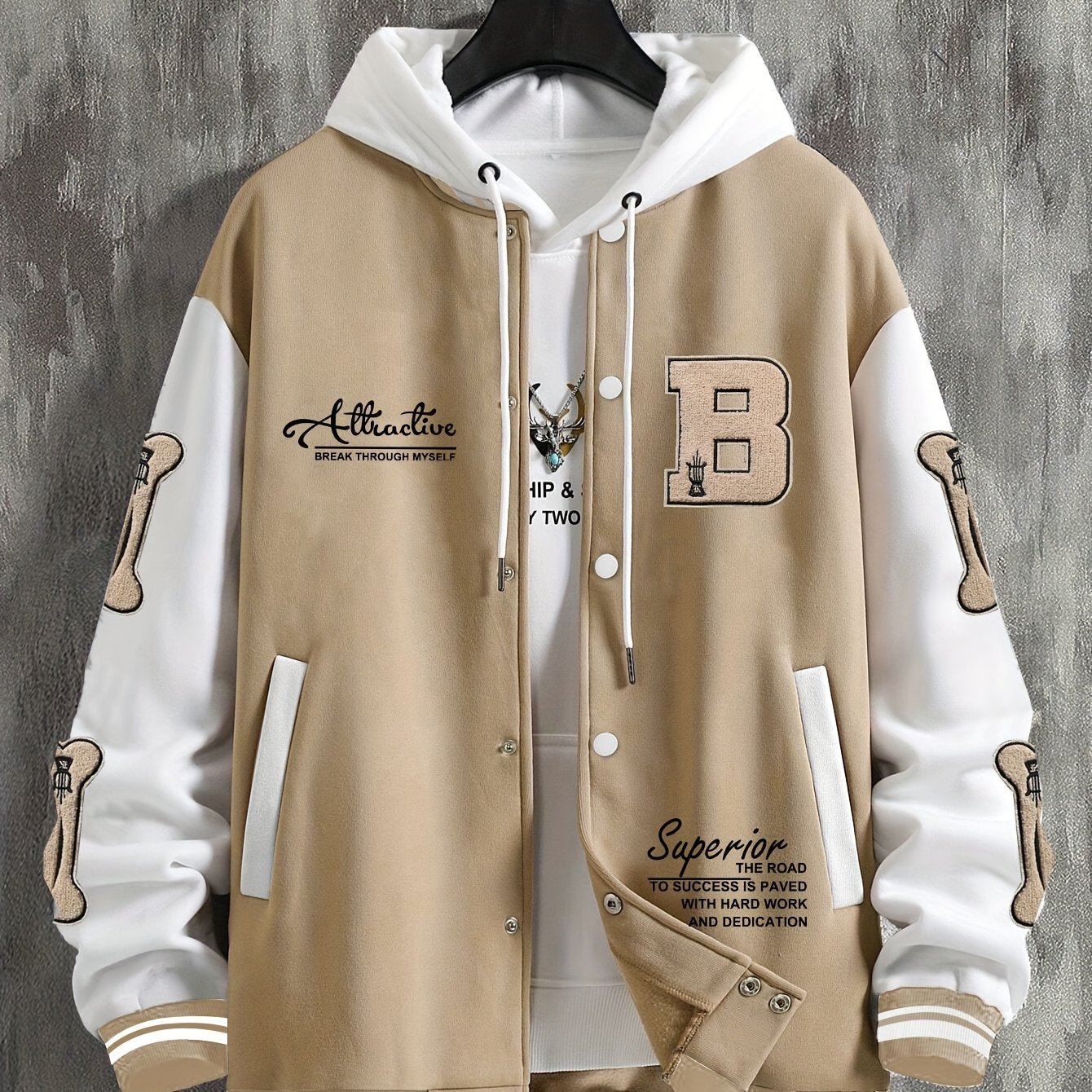 Men's Letter B Casual Street Multi - Pattern Jacket - veyora