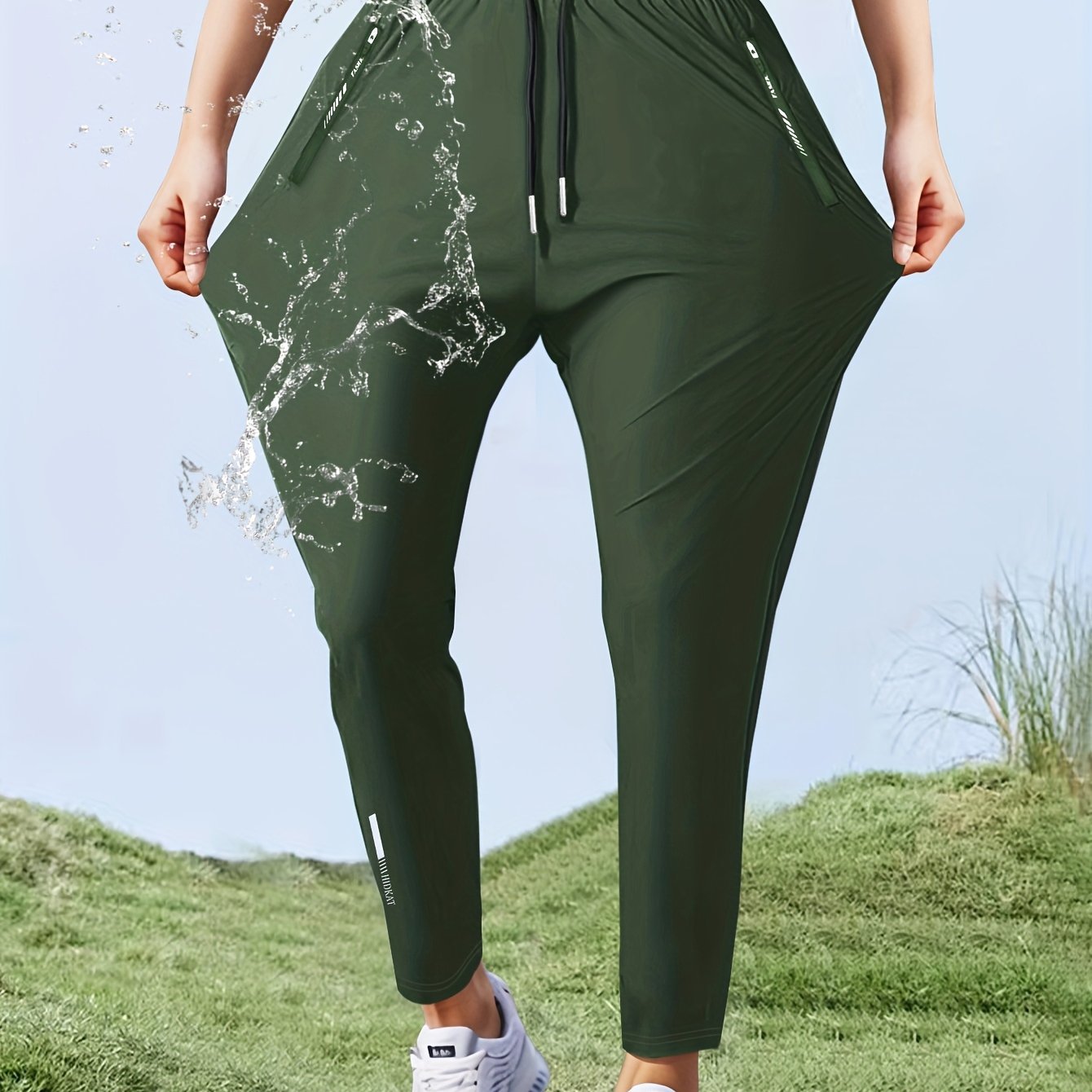 Women'S High - Elasticity Straight - Leg Ice Sliky Fiber Pants | Casual Solid Color Long Length with Drawstring Waist, Zipper Pocket, Quick - Dry for Spring/Fall - veyora