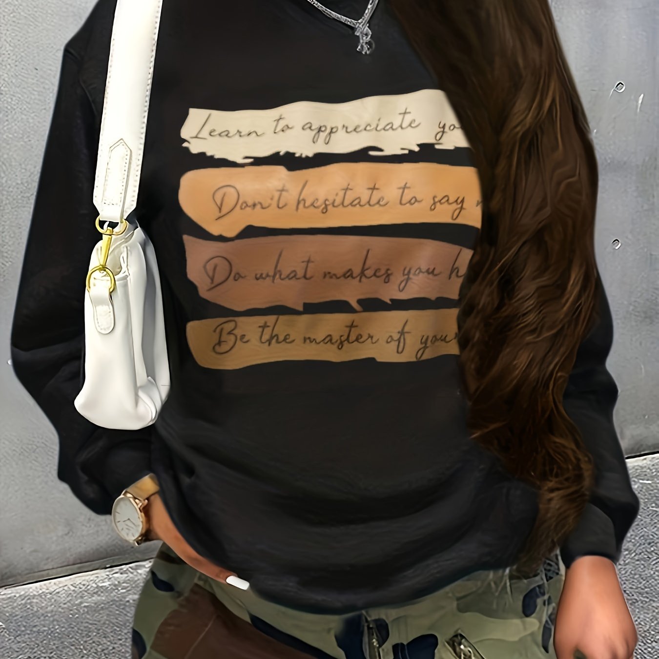 Cross - border Autumn/Winter European and American Women's Printed Long - Sleeve Round - Neck Casual Loose Sweatshirt - veyora
