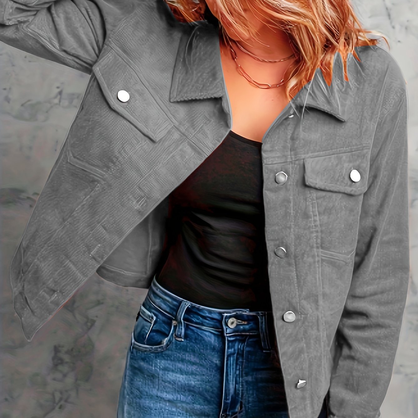 Vacation - Oriented Women'S Loose Top Solid Color Corduroy Jacket Casual Button Shirt - veyora