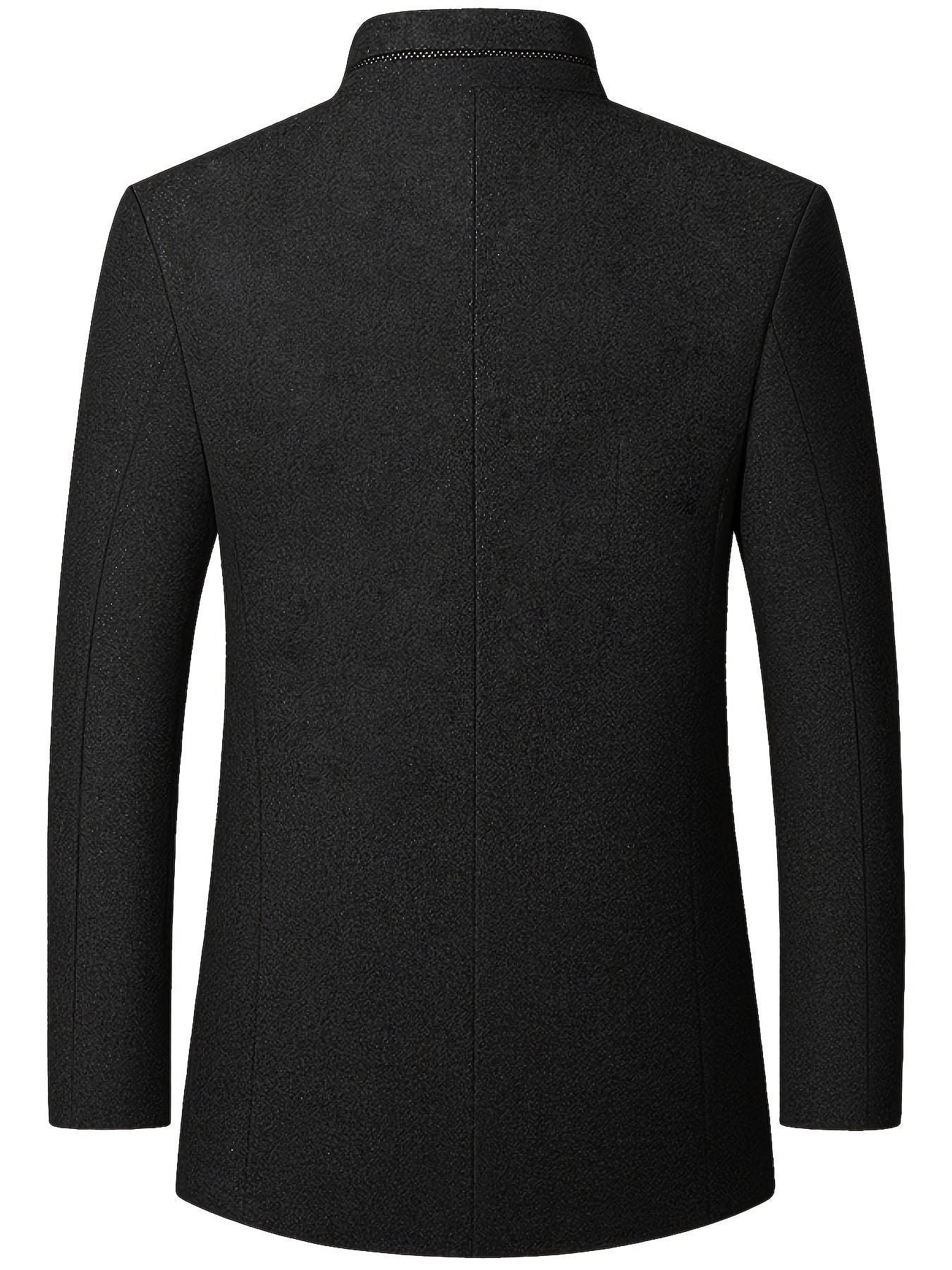 New Men's Tweed Jacket, Mao Suit Style Stand Collar Autumn/Winter Outerwear, Men's Tweed Sports Jacket - veyora