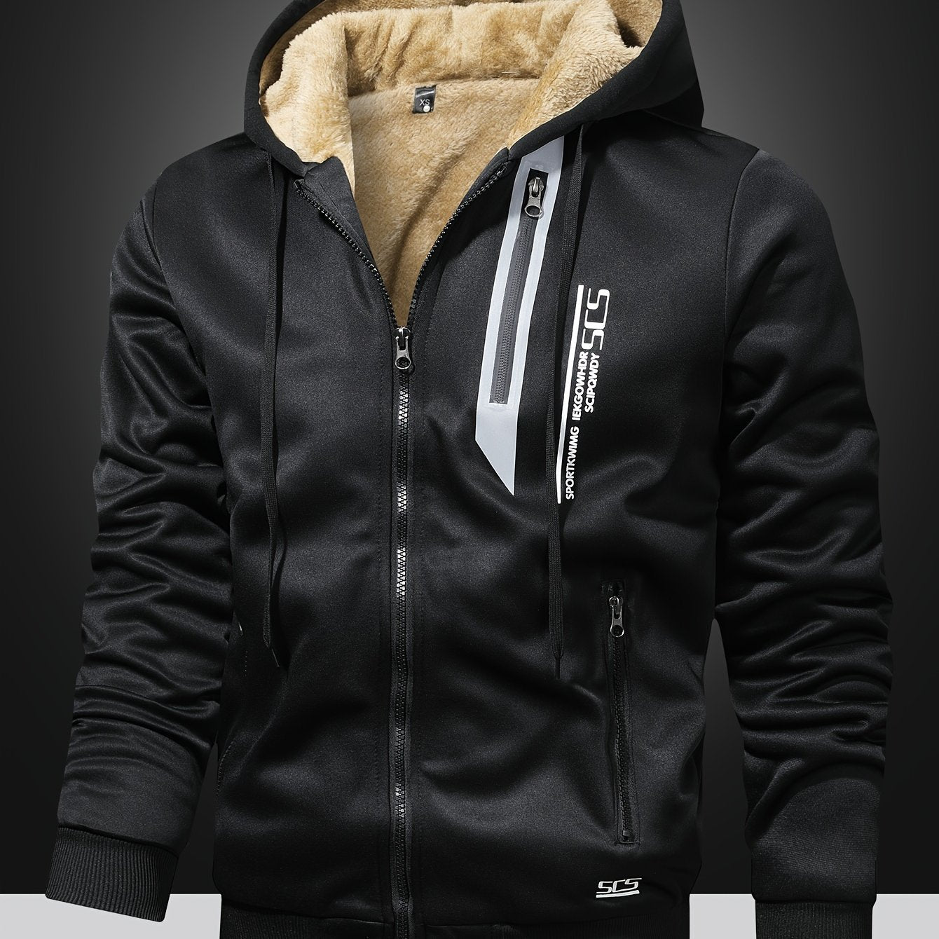 Men's Winter - Lined Thick Warm Hoodie Jacket, Athletic Zip - Up Sweatshirt with Pockets - veyora