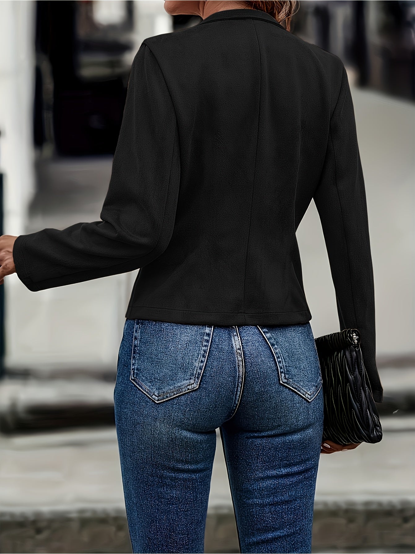Solid Color Long - Sleeve Cardigan Women's Fashion Jacket, Suitable for Office, Casual, and Formal Occasions, Vintage - Inspired Understated Cool Jacket, Casual Commuter Fashion Versatile Women's Top Outerwear, Wearable in Spring, Summer, Autumn - veyora