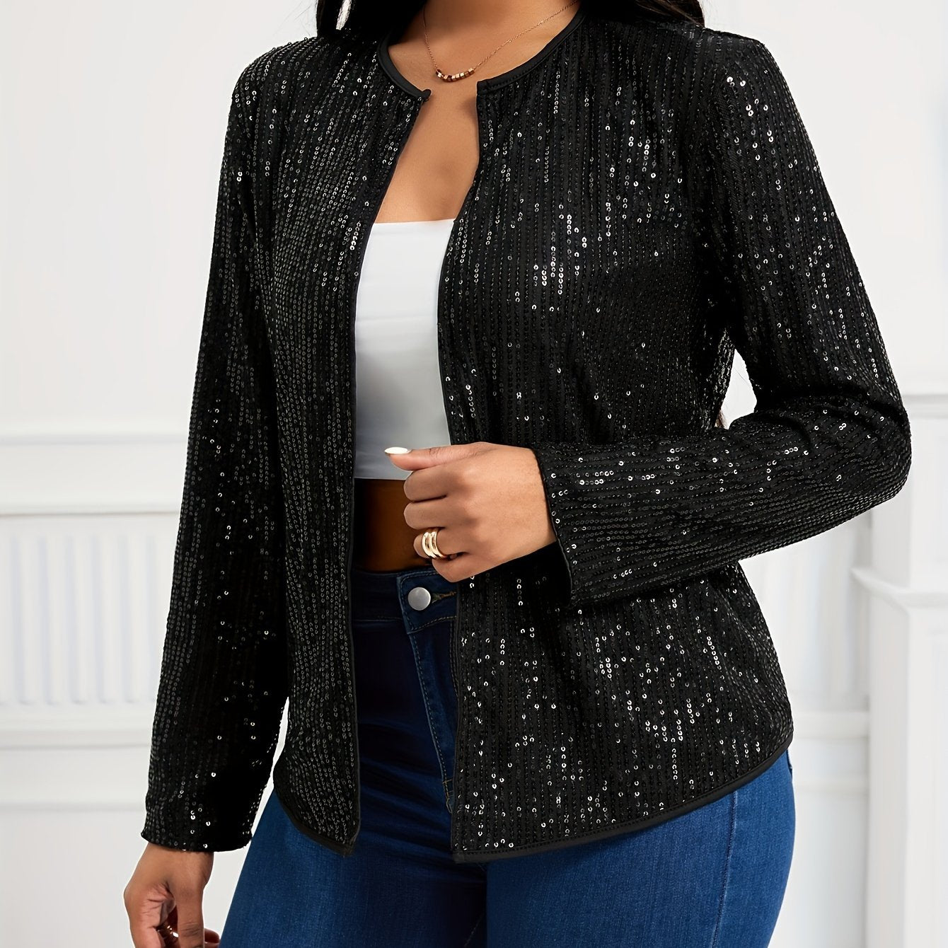 Fashionable Sequined Long - Sleeve Cardigan for Spring And Autumn - veyora