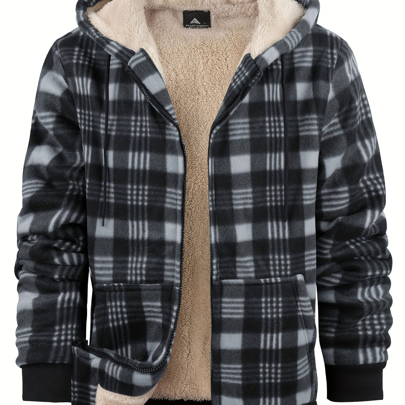 Heavyweight Fleece Hoodie | Full Zip Up Thick Sherpa Lined Flannel Plaid Shirt Jacket for Men - Casual Style, Non - Stretch Fabric, Regular Fit, Zipper Closure - veyora