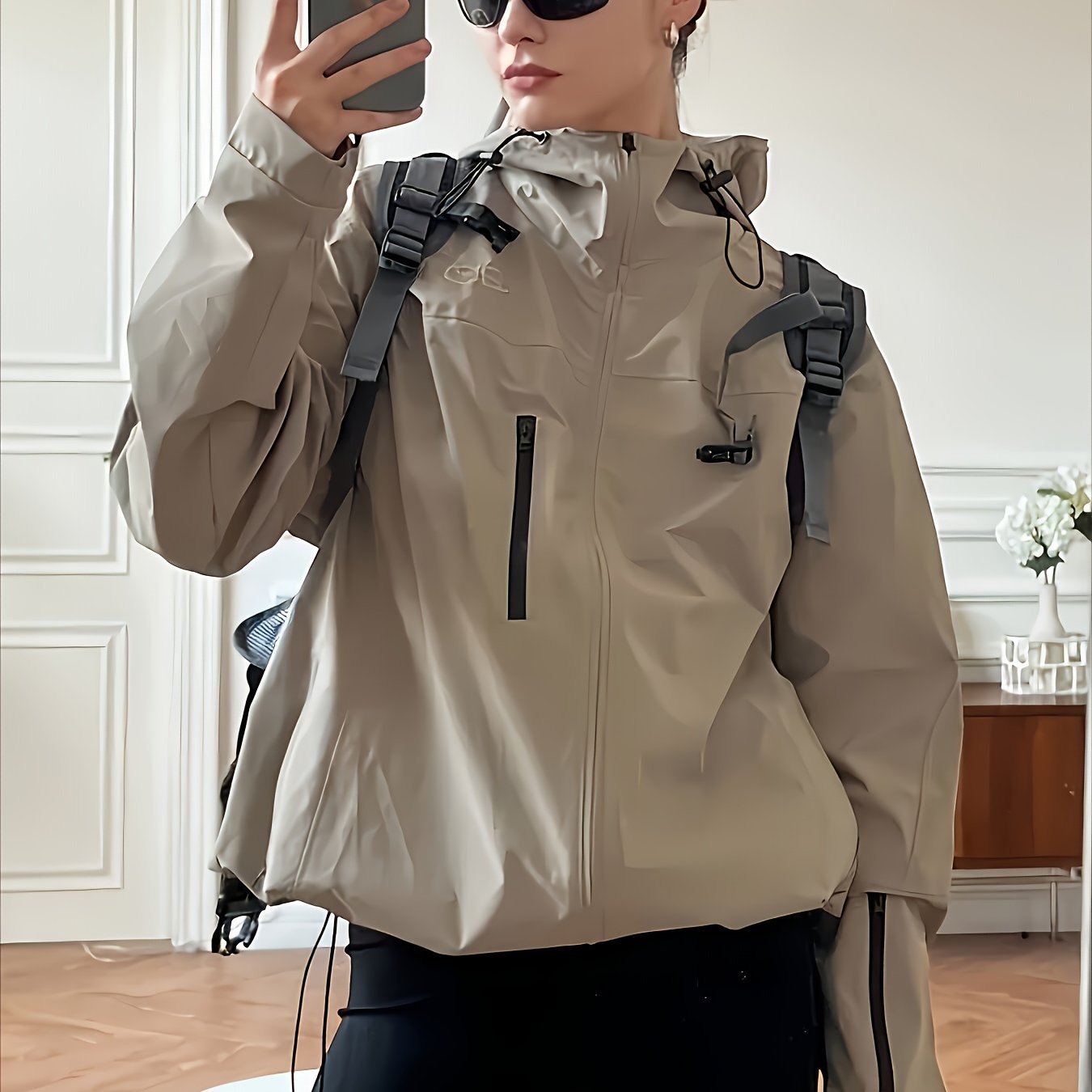 Fashionable New Solid Color Zip - Up Hooded Windbreaker Jacket - veyora