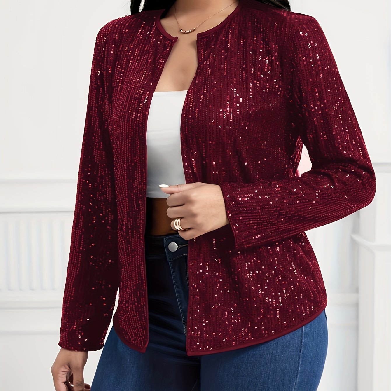 Fashionable Sequined Long - Sleeve Cardigan for Spring And Autumn - veyora