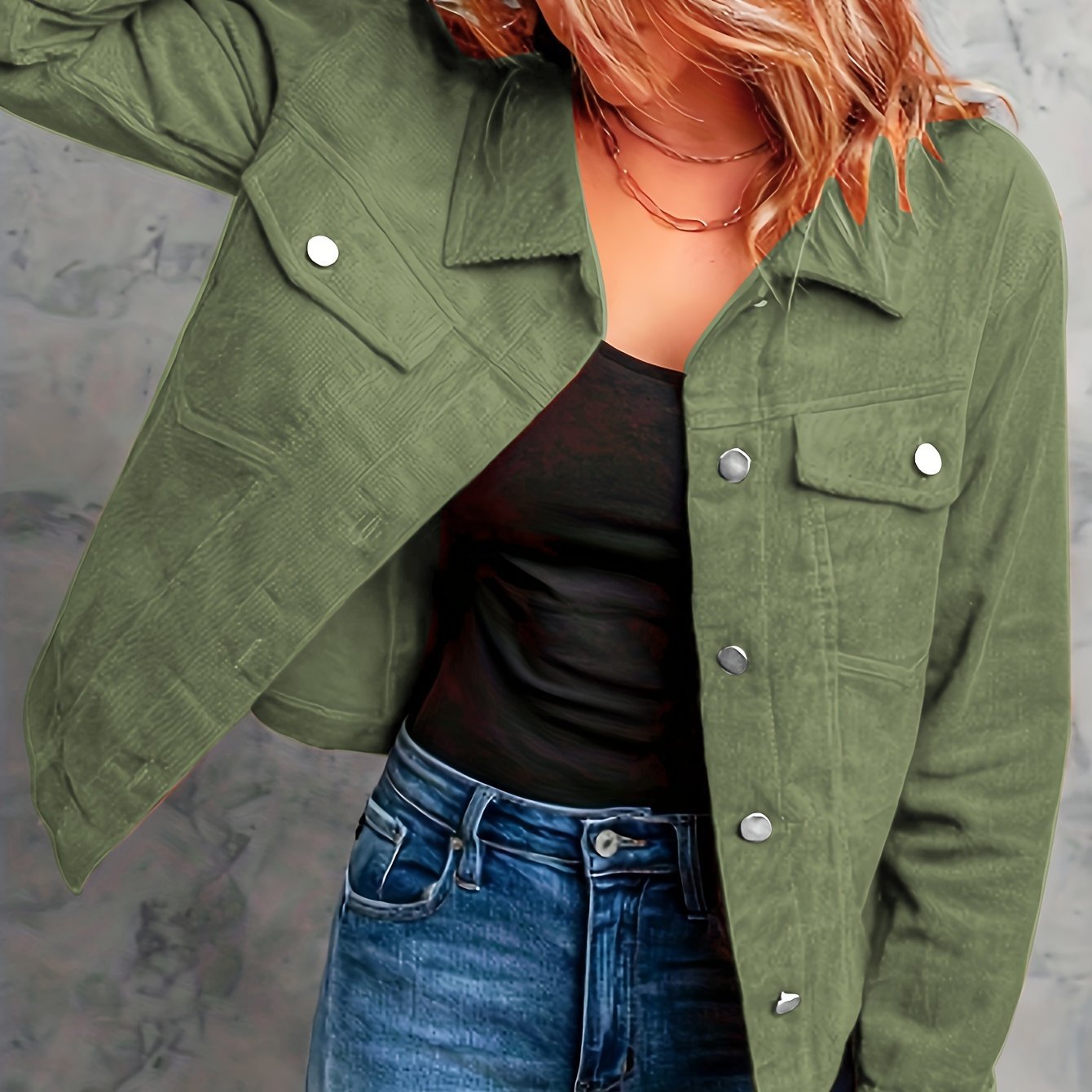 Vacation - Oriented Women'S Loose Top Solid Color Corduroy Jacket Casual Button Shirt - veyora