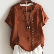 Zoe™ - Comfortable Button Detail T-Shirt - veyora