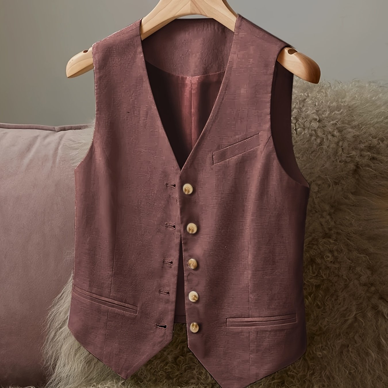 BK040924 Women's Casual Elegant Waist - cinching Jacket Vest Linen - veyora