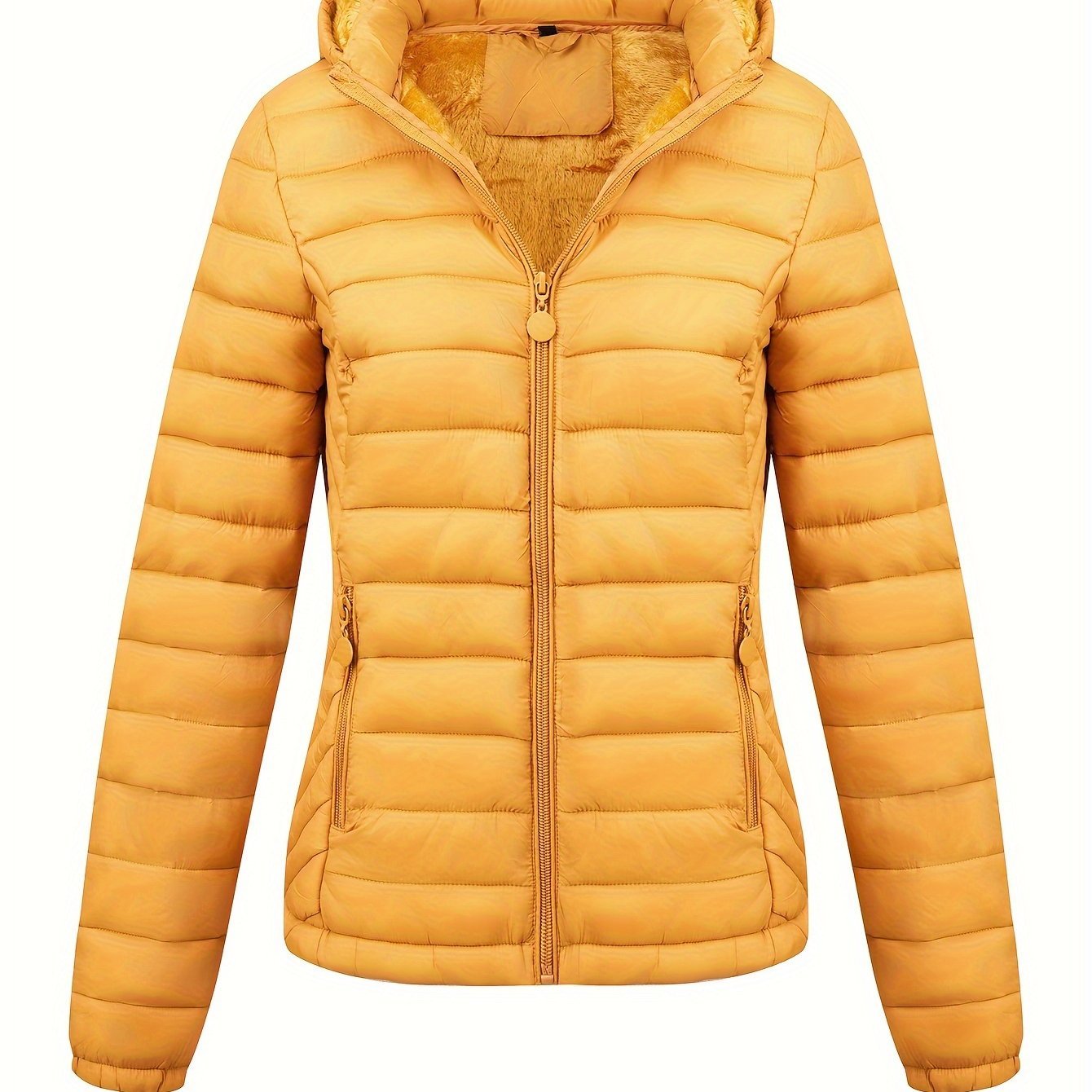 Women's Autumn/Winter Simple Lightweight Hooded Commuter Padded Coat with Pockets - veyora