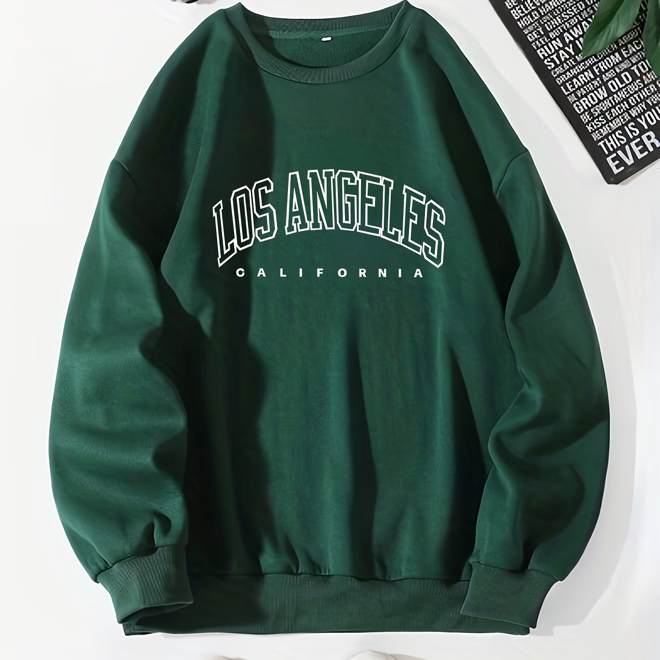 Los Angeles Print Preppy Sweatshirt, Long Sleeve Crew Neck Casual Sweatshirt For Winter & Fall, Women's Clothing - veyora