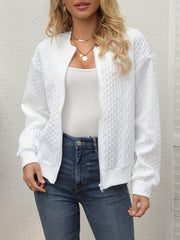Women's Elegant Casual Baseball Collar Jacket - Soft Pink Zip-Up Fall/Winter Outerwear, Machine Washable Non-Stretch Fabric, Chic Layering Piece for Everyday & Special Occasions, Sleek Zipper Closure