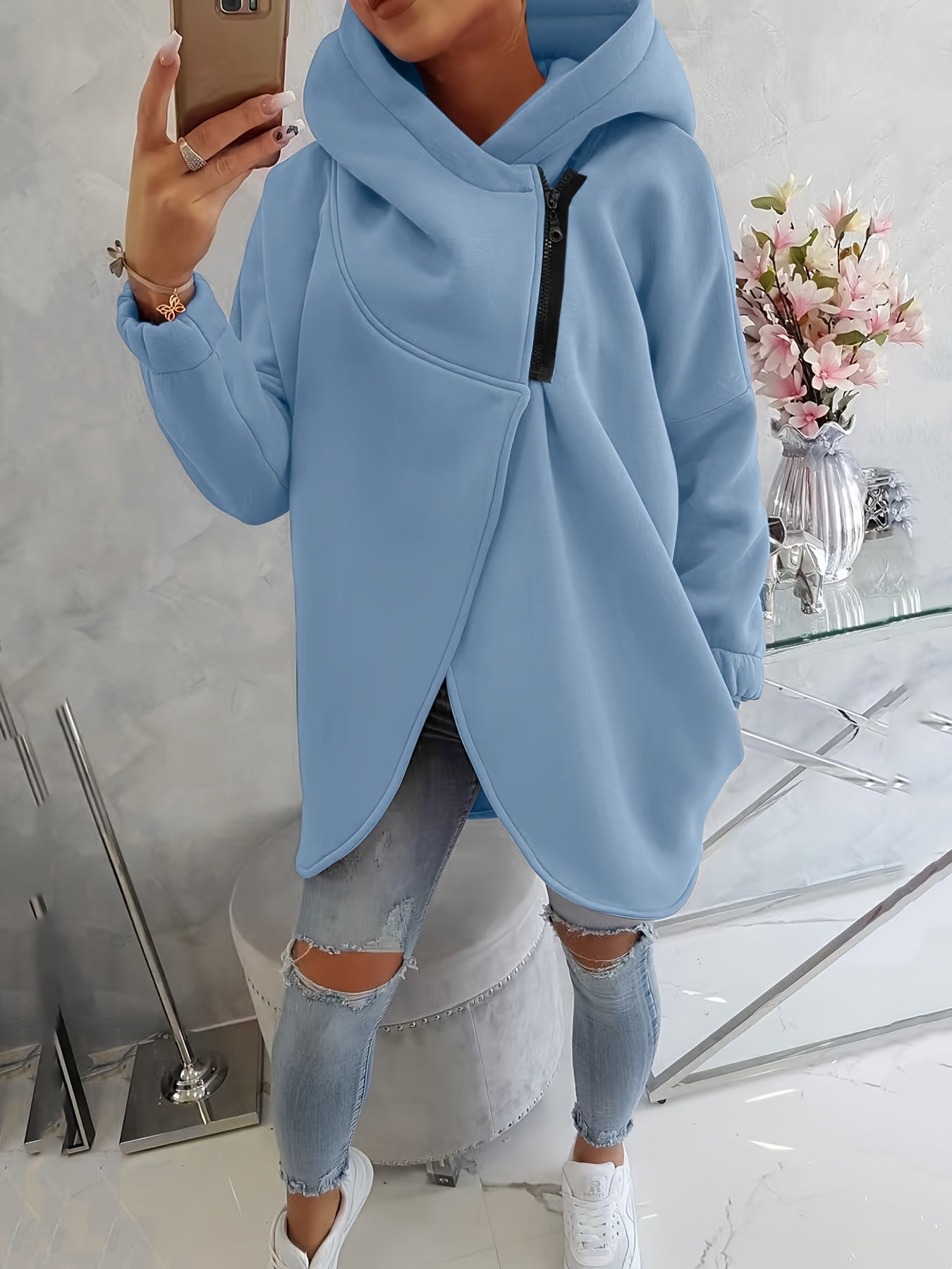 Women'S Cozy Pink Hooded Sweatshirt - Long Sleeve Pullover with Drawstring Hood, Soft Casual Winter Sweater for Fall & Winter, Everyday & Formal Outfits - Women'S, Winter Clothing, Fall Fashion, Comfortable Fit, Stylish Hoodie, Fashion Lovers - veyora