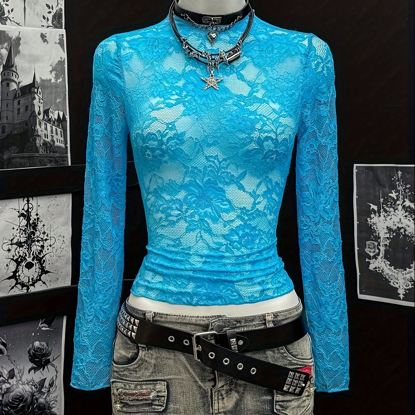 Women's Sexy Lace Sheer Top - veyora