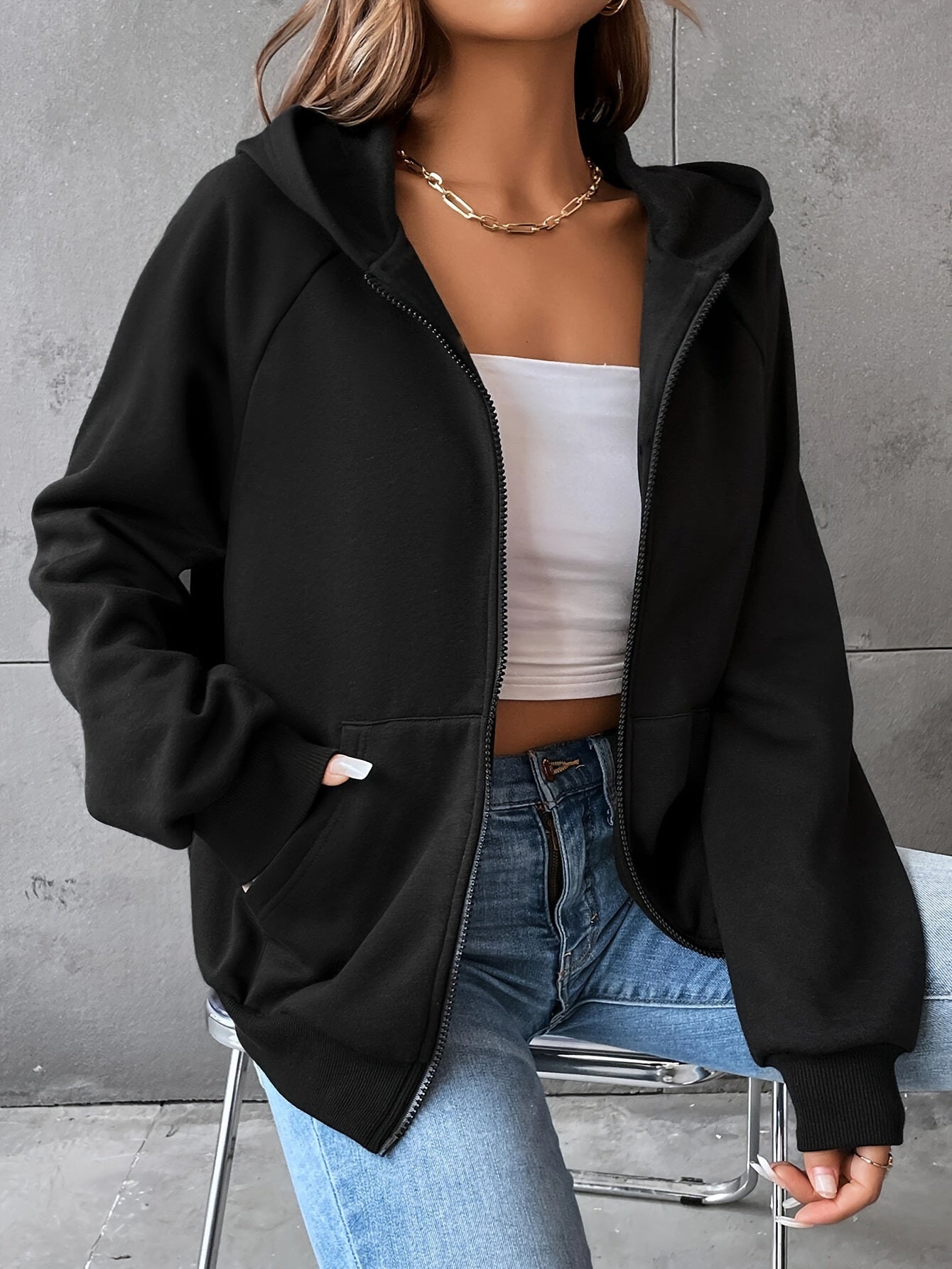 European And American Fashion Trend Zip - Up Hooded Jacket - veyora
