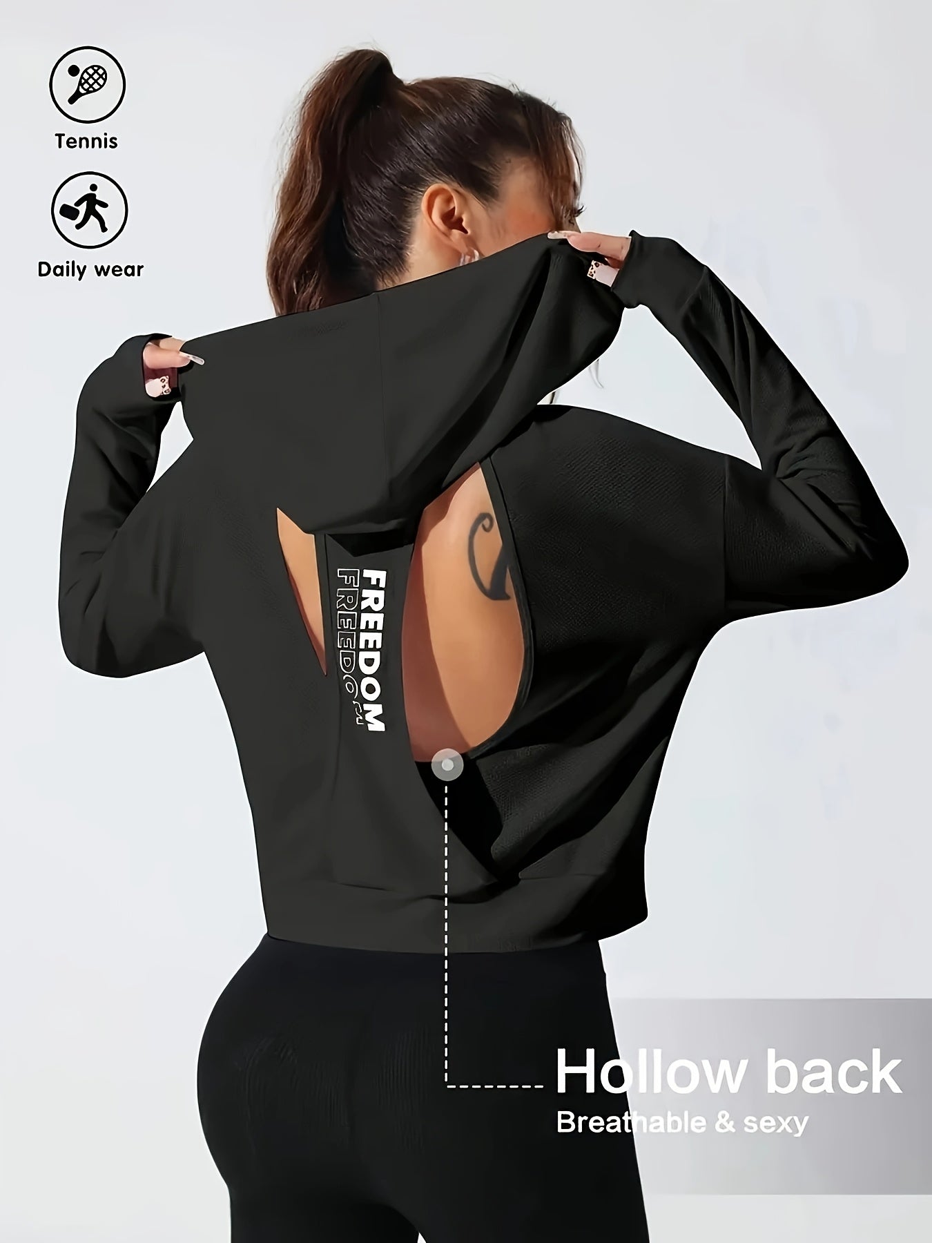 American - style Versatile Sporty Hooded Long - sleeve Top - veyora