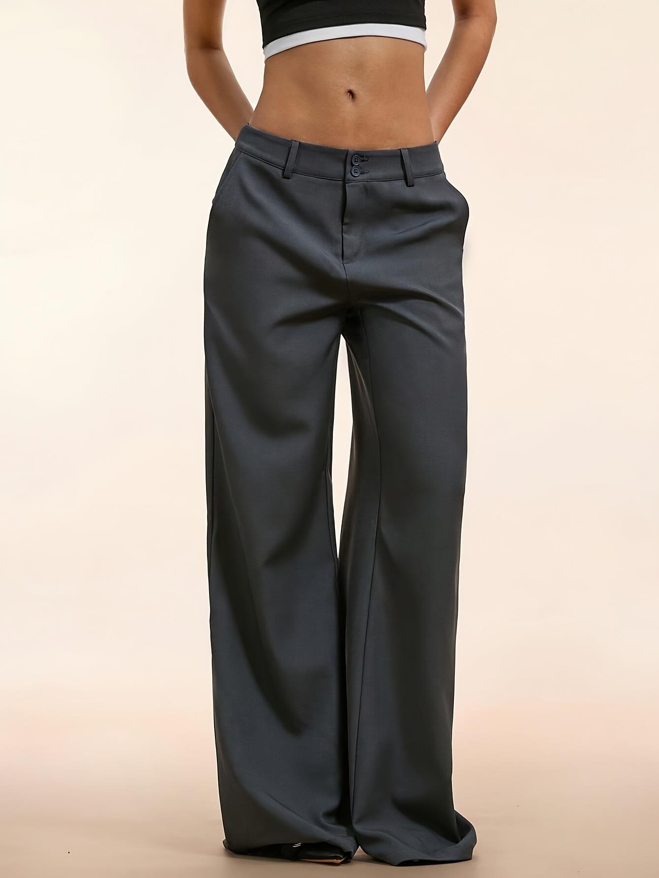 A 2025 Elegant, Fashionable, and Minimalist Garment. Four - season Low - waist Casual, Comfortable, and Commuting - friendly Solid - color Double - pocket Wide - leg Pants for Women. Suitable for Work, Casual Attire, and as a Holiday Gift. Niannian - veyora