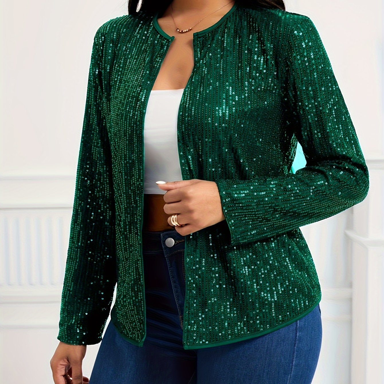 Fashionable Sequined Long - Sleeve Cardigan for Spring And Autumn - veyora
