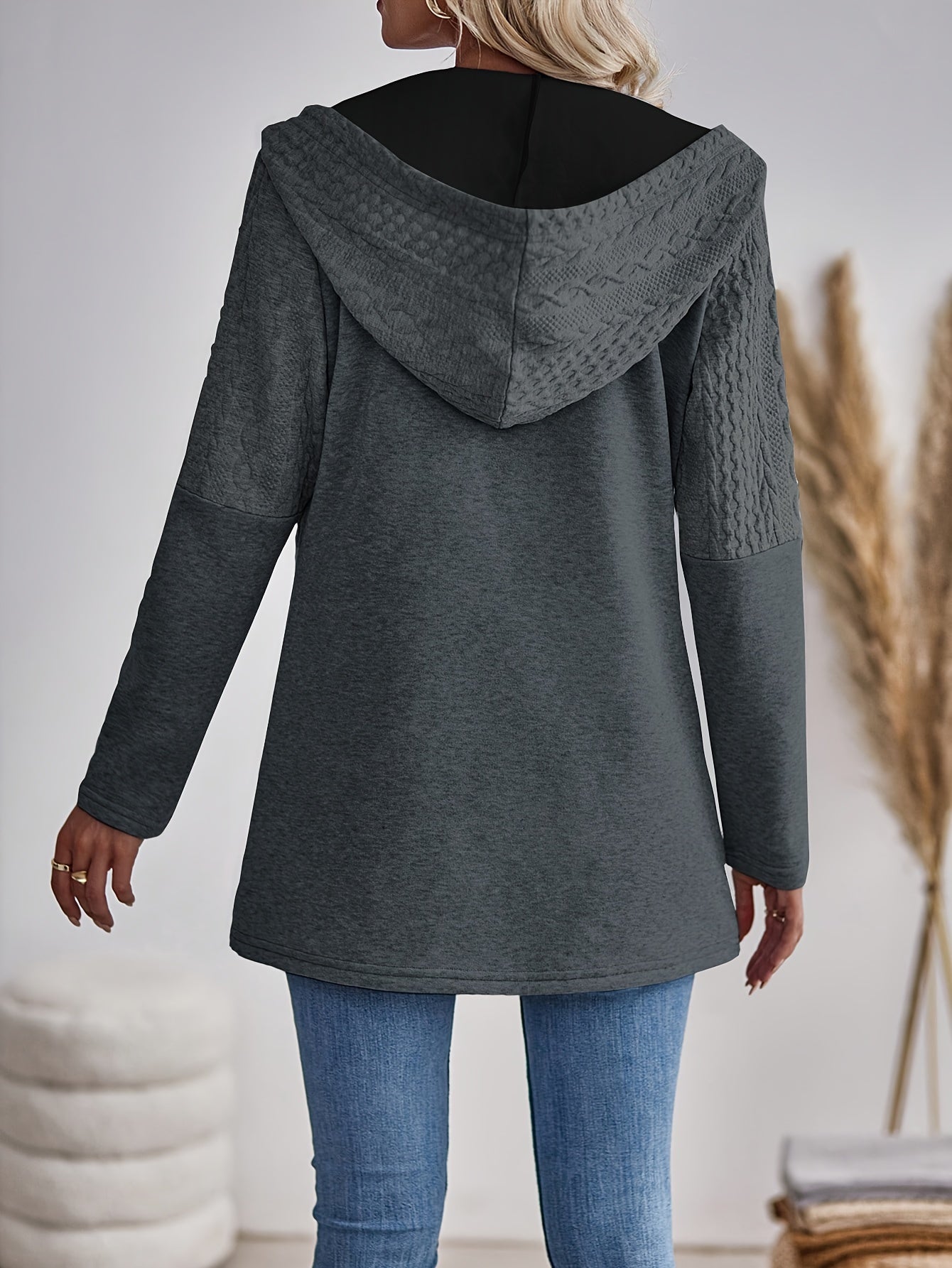 Stylish Casual Women's Gray Hooded Cardigan - veyora
