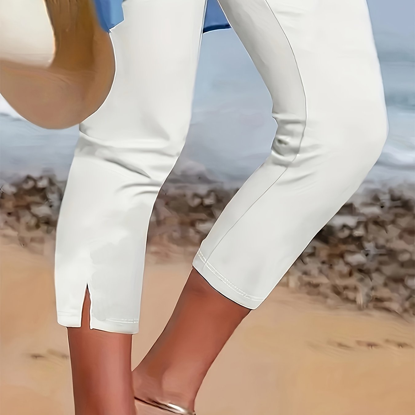 3657 Solid Color Hot Women's Elastic Waistband, Medium Stretch Fabric, All - Season Casual Pants - veyora
