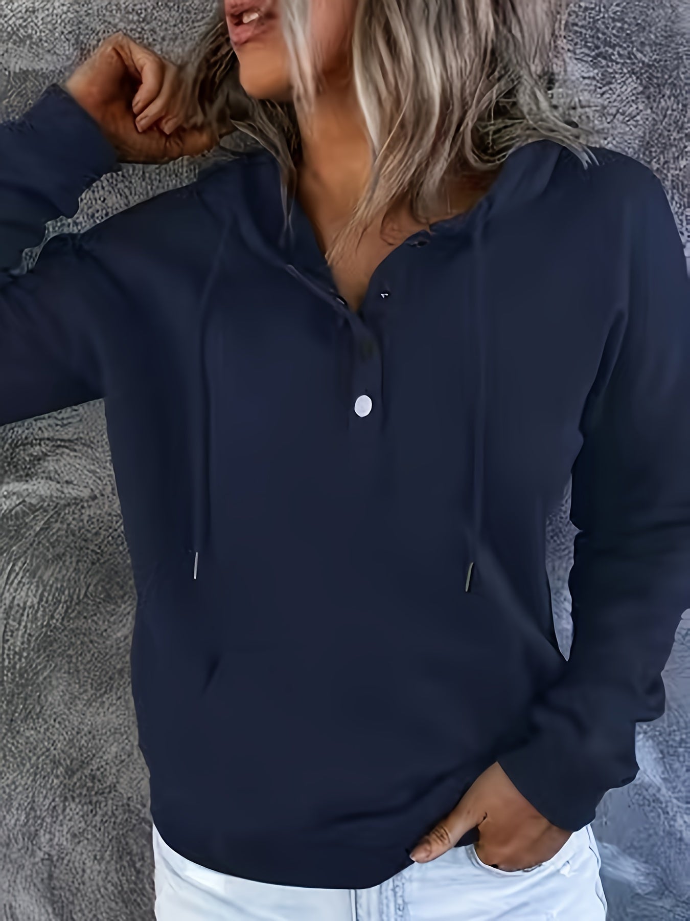 Women'S Oversized Hooded Sweatshirt - Long Sleeve Loose Fit Hoodie with Drawstring Hood & Front Pocket, Solid Casual Winter Warmth, Cozy Fall Winter Layering, Minimalist Casual Attire, Easy Care (Machine Washable) - Versatile for Casual & Semi - Forma - veyora