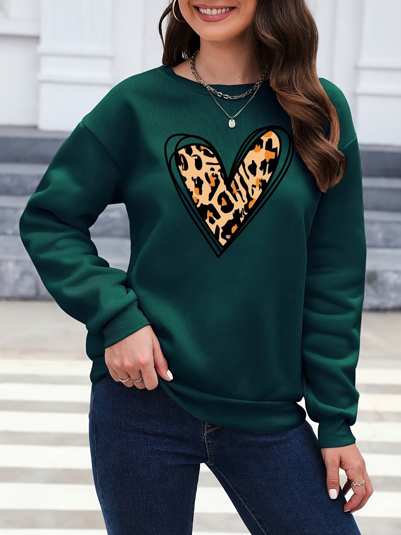 European and American Fashion Round Neck Printed Sweatshirt - veyora