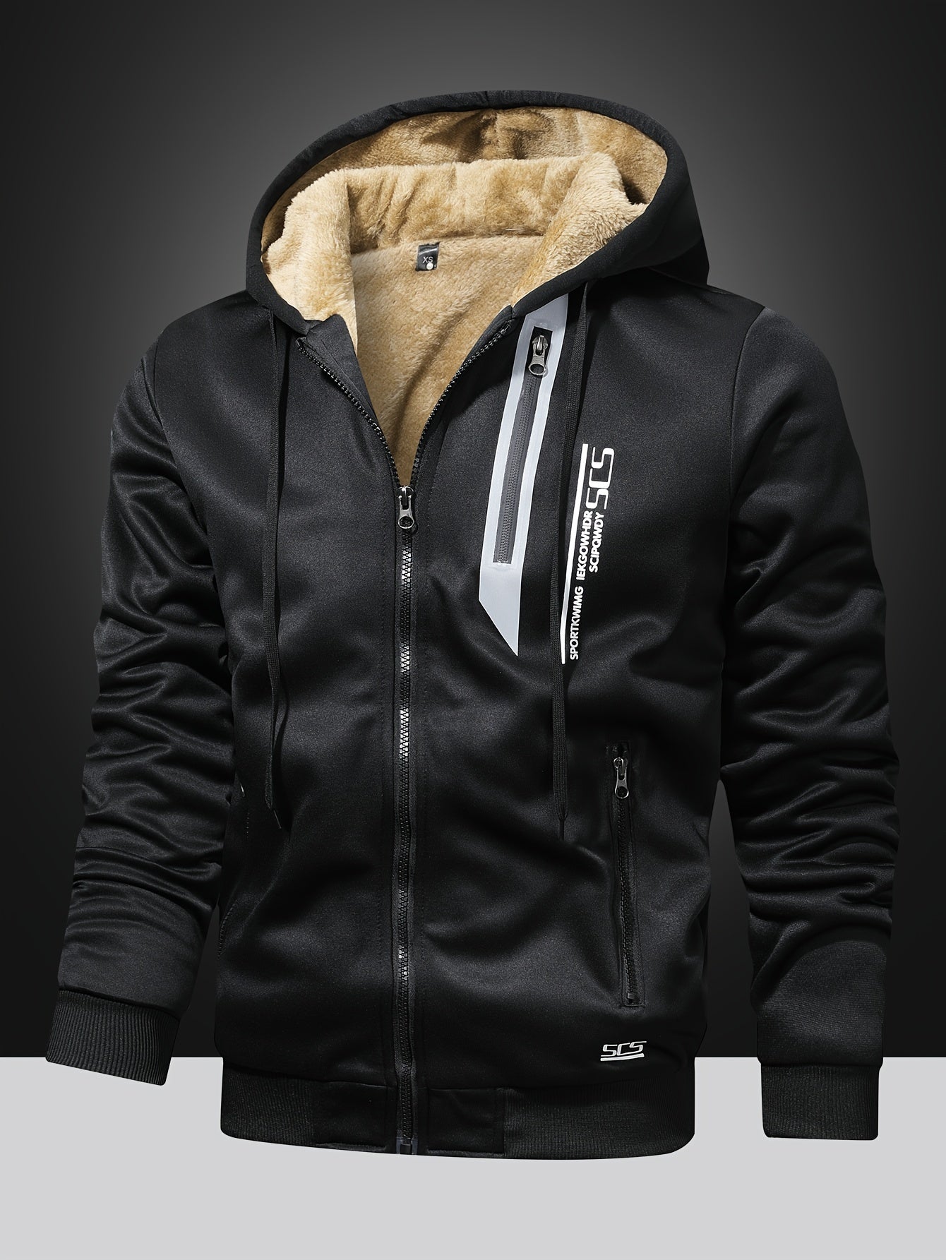 Men's Winter - Lined Thick Warm Hoodie Jacket, Athletic Zip - Up Sweatshirt with Pockets - veyora