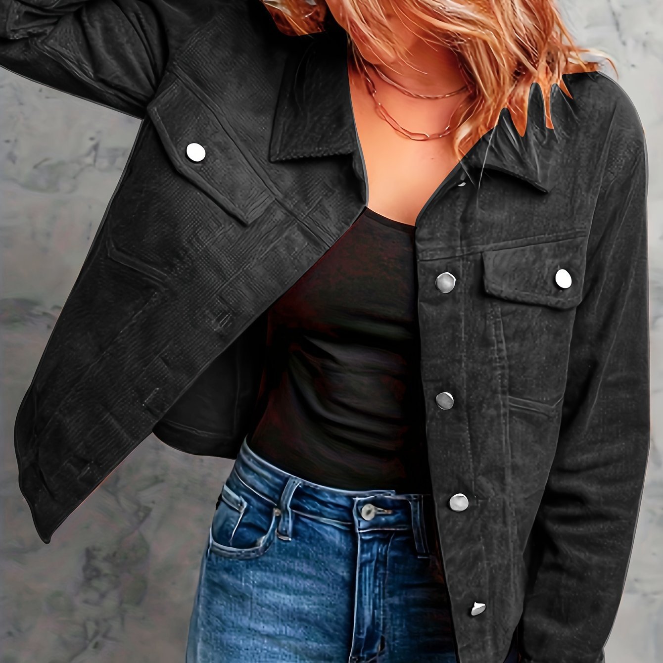 Vacation - Oriented Women'S Loose Top Solid Color Corduroy Jacket Casual Button Shirt - veyora