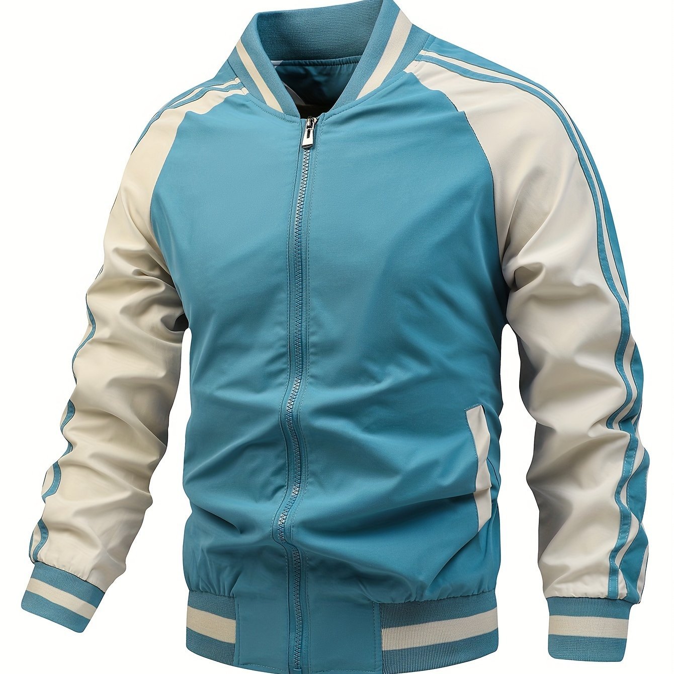 Men'S Baseball Collar Jacket, Unisex Autumn Outerwear, Sporty Jacket, Collegiate Style Jacket, Lightweight Outerwear for Fall And Winter - veyora