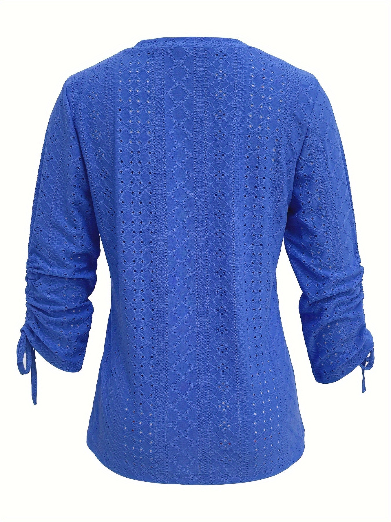 European and American Style New Elegant Solid Color Jacquard Button - Up Long Sleeve Top - veyora