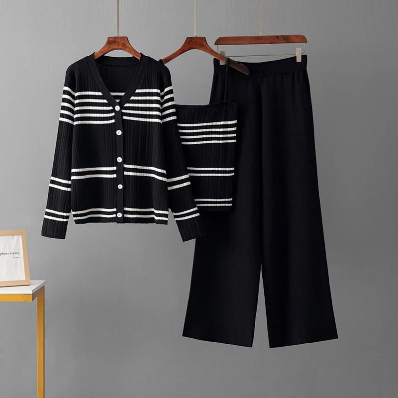 Comfortable Knitted Striped Set