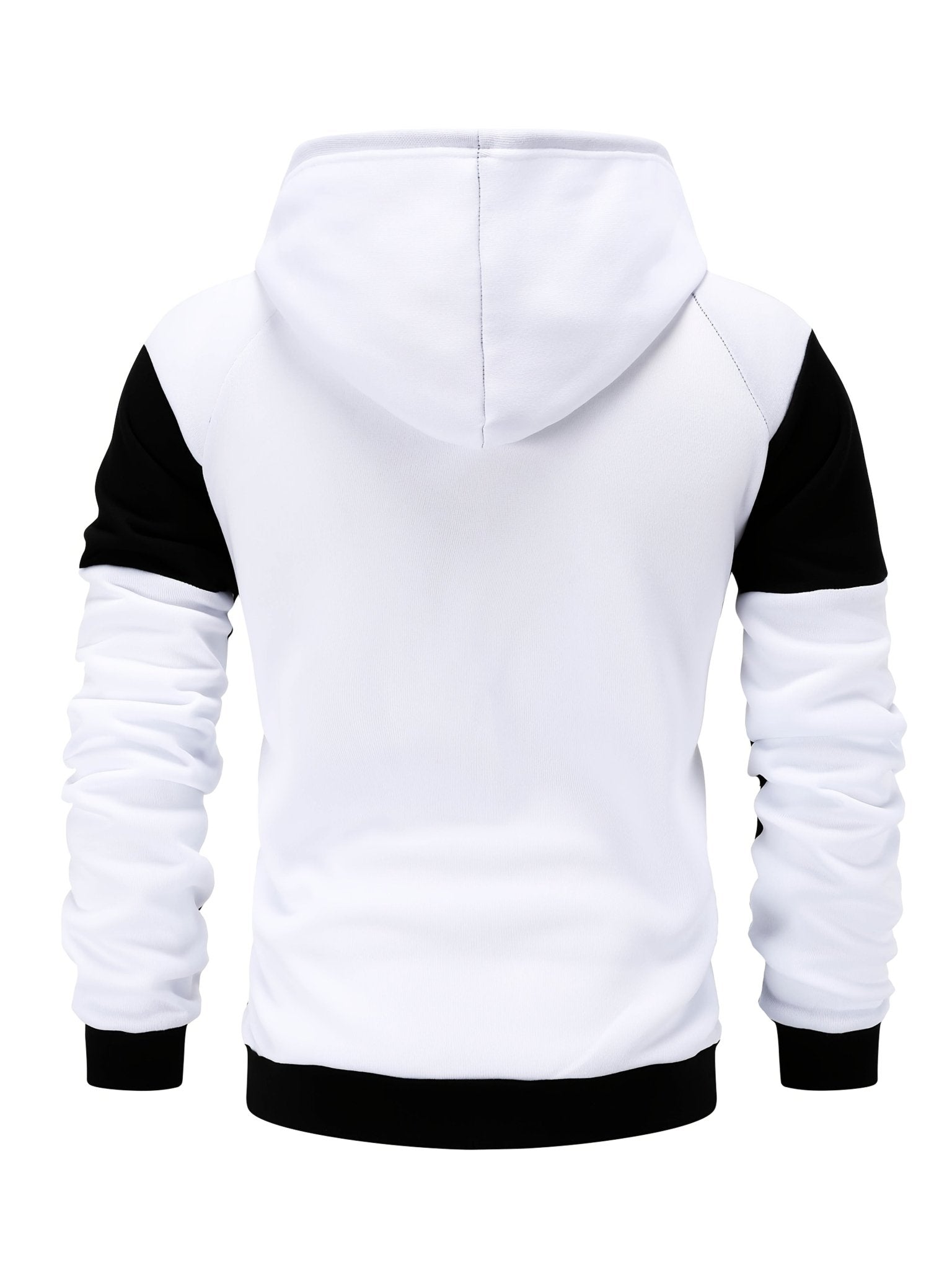 Double Layer Drawstring Hooded Jacket, Men's Casual Color Block Stand Collar Zip Up Jacket Coat For Fall Winter Outdoor Hiking Climbing Camping Cycling - veyora