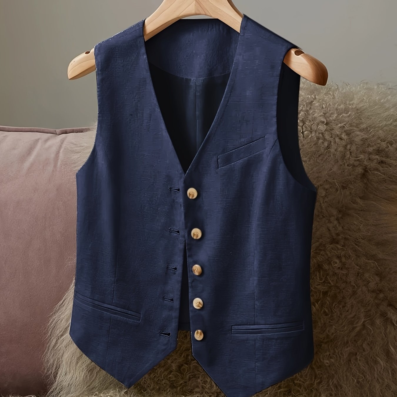 BK040924 Women's Casual Elegant Waist - cinching Jacket Vest Linen - veyora