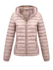 Women's Autumn/Winter Simple Lightweight Hooded Commuter Padded Coat with Pockets - veyora