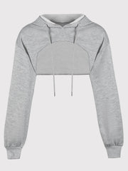 Drawstring Detail Super Short Hoodie - veyora