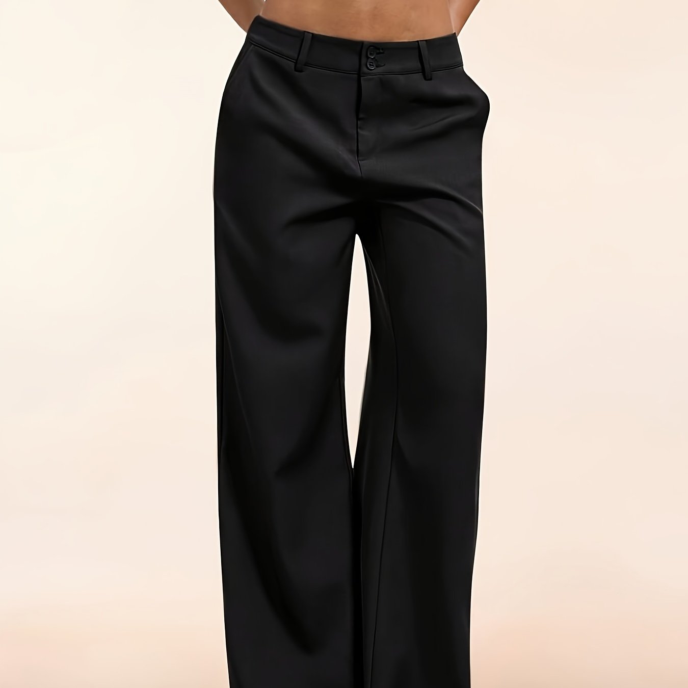 A 2025 Elegant, Fashionable, and Minimalist Garment. Four - season Low - waist Casual, Comfortable, and Commuting - friendly Solid - color Double - pocket Wide - leg Pants for Women. Suitable for Work, Casual Attire, and as a Holiday Gift. Niannian - veyora