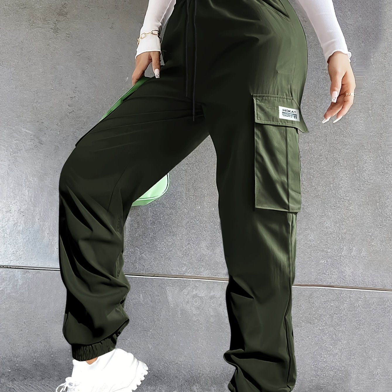 Women'S Lightweight Breathable Solid Color Casual Cargo Pants | Drawstring Waist, Large Pockets, Suitable for Daily Street Wear - veyora