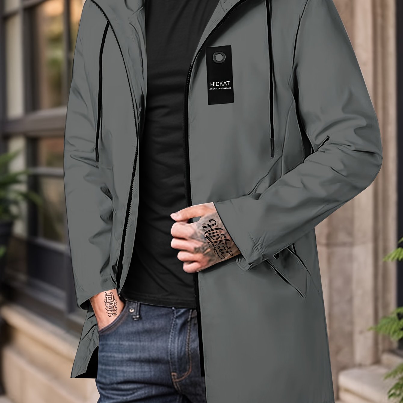 Casual Jacket for Men Featuring a Hood And Drawstring, Available in Solid Colors, Perfect for Spring And Autumn Wear - veyora