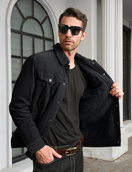 Men's Cargo Jacket - Thermal Lined, Lightweight for Fall & Winter - veyora