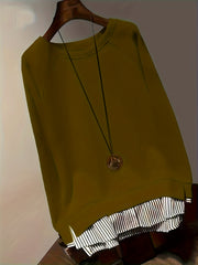 Fashionable Striped Patchwork Sweatshirt - veyora
