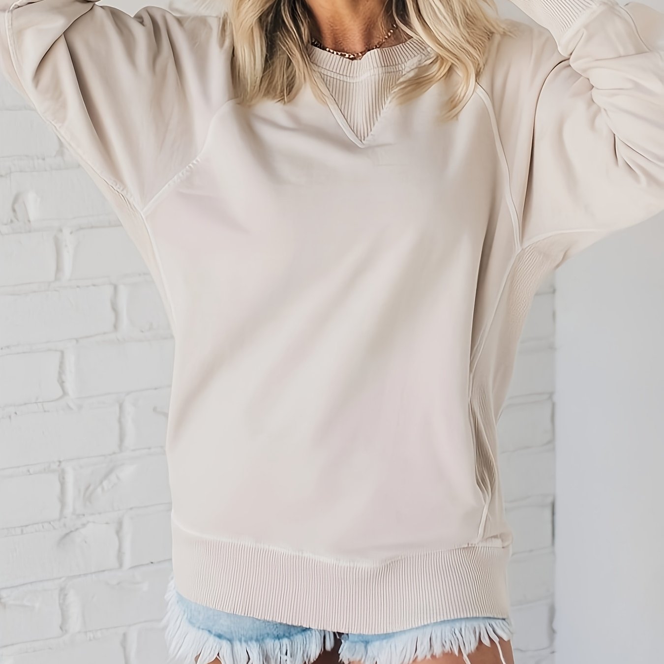 Women's Fall Winter Hoodie Ribbed Pullover Long Sleeve Loose Top with Pockets - veyora